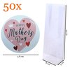 Cadeauzakjes transparant + moederdag stickers - 50 stuks - 8x5x25 cm - Feestelijke blokbodemzakjes van cellofaan