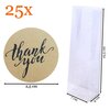 Cadeauzakjes Transparant + &quot;Thank You&quot; Stickers met Kraftpapier Look &ndash; 25 Stuks &ndash; 7x4x19,5 cm