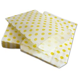 Cadeauzakjes papier - 50 stuks - 13,5x18 cm - Papieren kraft zakjes met gele stippen 