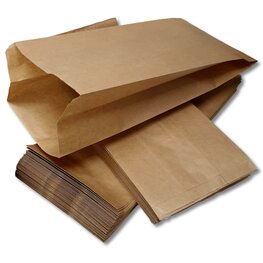 Papieren zakken - met zijvouw - 3 pond - 50 stuks -  bruin - 16x10x35cm / fruitzakken