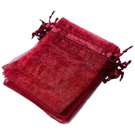 Organza Zakjes Bordeaux Rood 7 x 9 cm - 50 stuks - Luxe Cadeauzakjes - Herbruikbaar - Voor Sieraden, Bedankjes &amp; Kerst - Satijnen Trekkoord