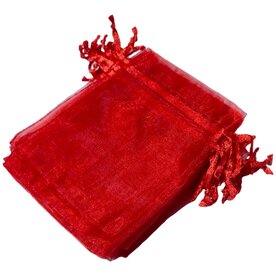 Organza Zakjes Rood 7 x 9 cm - 50 stuks - Kleine Cadeauzakjes - Herbruikbaar - Voor Sieraden, Bedankjes &amp; Kerst - Met Satijnen Trekkoord