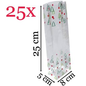 Kerstverpakking / cellofaanzakjes - 25 stuks - 8x5x25 cm / kerst zakjes verpakking
