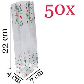Kerstverpakking / cellofaanzakjes - 50 stuks - 7x4x22 cm / kerst zakjes verpakking