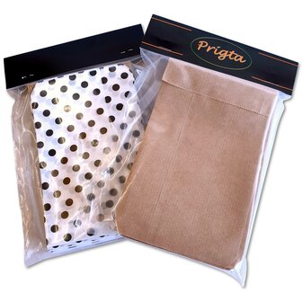 Papieren zakjes - Bruin  + wit polka dots - 10x16 cm - 50 stuks - / cadeauzakjes