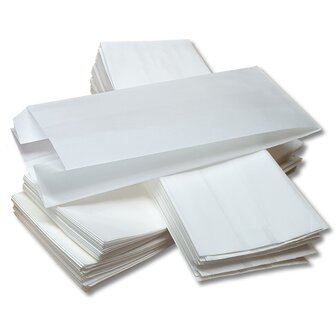 Papieren zakken - met zijvouw - wit - 3 pond - 16x10x37cm - 100 stuks - vetvrij / Ersatz / snackzak / oliebollenzak