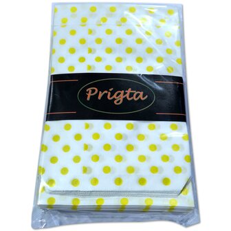 Cadeauzakjes papier - 100 stuks - 13,5x18 cm - Papieren kraft zakjes met gele stippen 