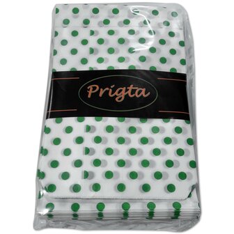 Cadeauzakjes papier - 50 stuks -13,5x18 cm - Papieren kraft zakjes met groene stippen 