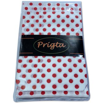 Cadeauzakjes papier - 50 stuks - 13,5x18 cm - Papieren kraft zakjes met rode stippen 