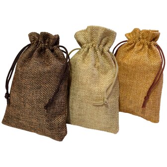 Jute zakjes klein - 12 stuks  - 10x15 cm - Mix kleur - cadeauzakjes herbruikbaar