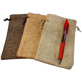 Jute zakjes klein - 24 stuks  - 10x15 cm - Mix kleur - cadeauzakjes herbruikbaar