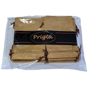 Kleine jute zakjes licht bruin - 12 stuks  - 10x15 cm - cadeauzakjes herbruikbaar 