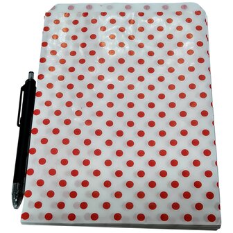 Cadeauzakjes papier - 100 stuks - 17,5x25 cm - Papieren kraft zakjes met rode stippen 