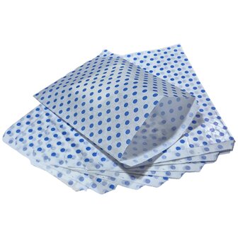 Cadeauzakjes papier - 50 stuks - 17,5x25 cm - Papieren kraft zakjes met blauwe stippen