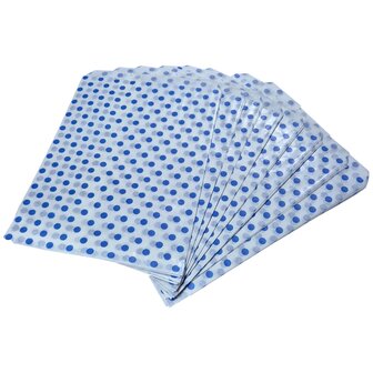 Cadeauzakjes papier - 50 stuks - 17,5x25 cm - Papieren kraft zakjes met blauwe stippen
