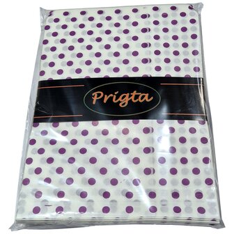 Cadeauzakjes papier - 50 stuks - 17,5x25 cm - Papieren kraft zakjes met paarse stippen