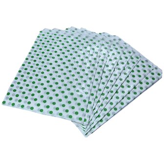 Cadeauzakjes papier - 50 stuks -17,5x25 cm - Papieren kraft zakjes met groene stippen 