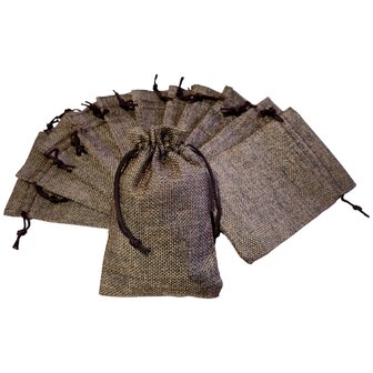 Kleine jute zakjes koffie bruin - 12 stuks  - 10x15 cm - cadeauzakjes herbruikbaar 