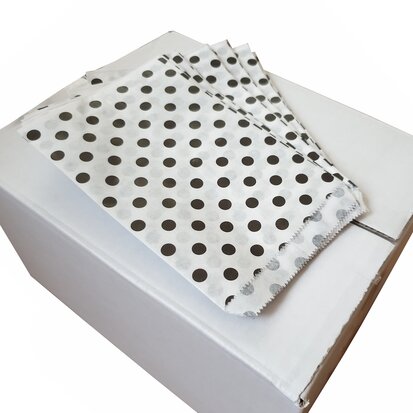 Fournituren zakjes wit met stippen 13,5 x 18 cm 1000 stuks