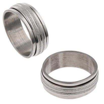 RVS ring zilver kleurig met glitter (maat 19)