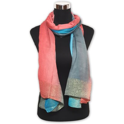 Sjaal dames met glitter - Roze / Blauw  - Viscose