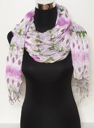 Fleurige sjaal met bloemen roze – licht groen