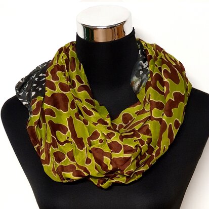 Zomer sjaal groen panter / luipaard print / Ronde col shawl