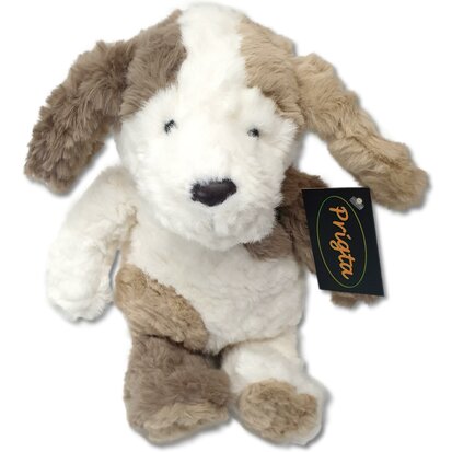 Knuffeldier - Knuffel hond - wit met bruin - 25 cm - Pluche / baby cadeau