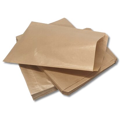 Papieren zakjes / cadeauzakjes - Bruin - 21x30 cm - 100 stuks - 50 gr/m2 natron kraft