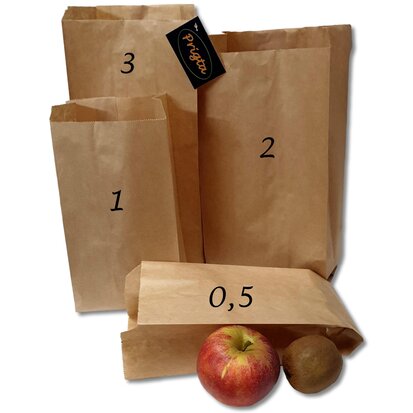 Papieren zakken - met zijvouw - 2 pond - 50 stuks -  bruin - 16x10x31cm / fruitzakken