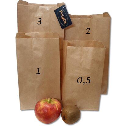 Papieren zakken - met zijvouw - 2 pond - 100 stuks -  bruin - 16x10x31cm / fruitzakken
