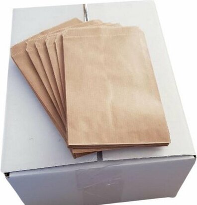 Bruine papieren zakjes - cadeauzakjes - 1000 stuks - 50 grams - 10x16 cm