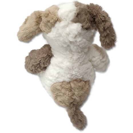 Knuffeldier - Knuffel hond - wit met bruin - 25 cm - Pluche / baby cadeau