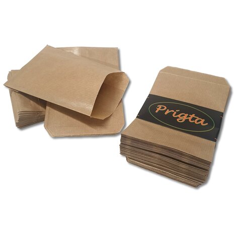 Papieren zakjes / cadeauzakjes - Bruin - 10x16 cm - 100 stuks - 50 gr/m2 natron kraft