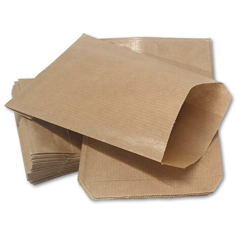 Papieren zakjes / cadeauzakjes - Bruin - 10x16 cm - 100 stuks - 50 gr/m2 natron kraft