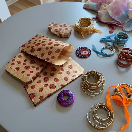 Papieren zakjes cadeauzakjes - 200 stuks - 10x16 cm - bruin met lieveheersbeestjes 