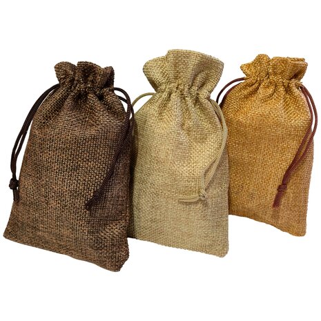 Jute zakjes klein - 24 stuks  - 10x15 cm - Mix kleur - cadeauzakjes herbruikbaar