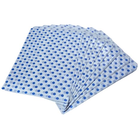 Cadeauzakjes papier - 100 stuks - 17,5x25 cm - Papieren kraft zakjes met blauwe stippen