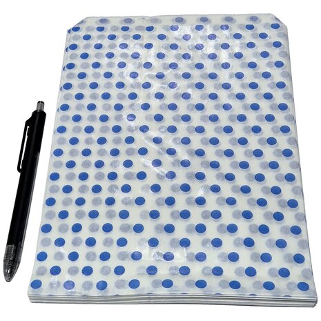 Cadeauzakjes papier - 50 stuks - 17,5x25 cm - Papieren kraft zakjes met blauwe stippen