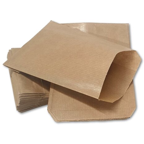 Papieren zakjes - 100 stuks - 10x16 cm - Kraftpapier Bruin &ndash; Cadeauzakjes / geschenkzakjes