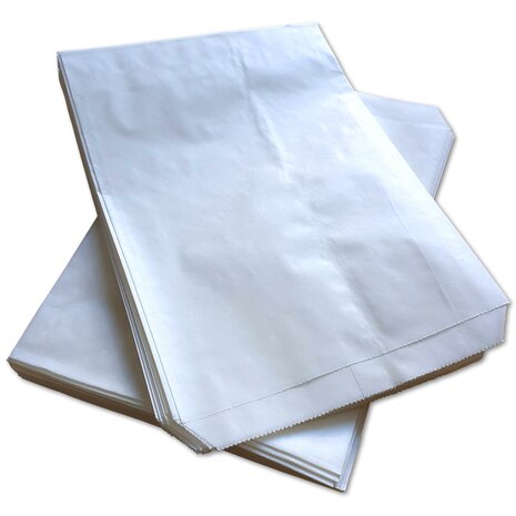 Papieren zakken - wit - 21x30 cm - 100 stuks - vlak