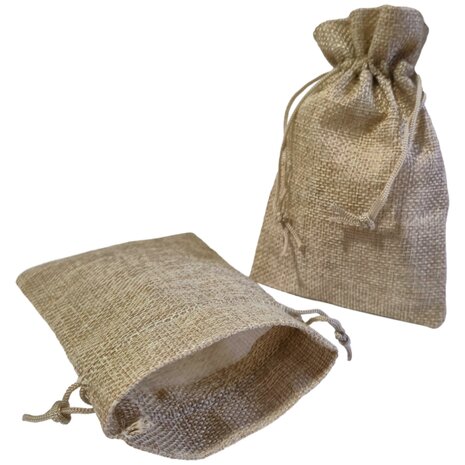 Kleine jute zakjes naturel - 50 stuks  - 10x15 cm - cadeauzakjes herbruikbaar met natuurlijke uitstraling