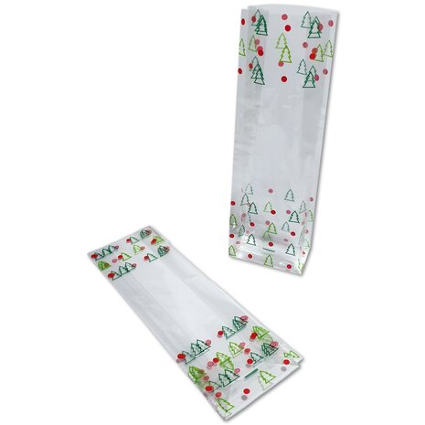 Kerstverpakking / cellofaanzakjes - 25 stuks - 8x5x25 cm / kerst zakjes verpakking