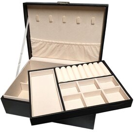 Sieradendoos 2 lagen - Zwart lederlook