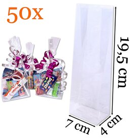 50x Uitdeelzakjes / traktatie zakjes / Inpakzakjes / Cellofaanzakjes Transparant  - 7x4x19,5 cm - geschenkzakjes