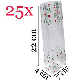 Kerstverpakking / cellofaanzakjes - 25 stuks - 7x4x22 cm / kerst zakjes verpakking
