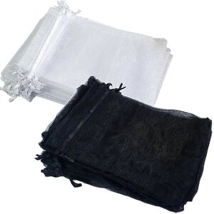 Organza zakjes - 100 stuks - 10x15 cm - Wit & zwart - cadeauzakjes organza stof - uitdeelzakjes - geschenkzakjes - geurzakjes maken