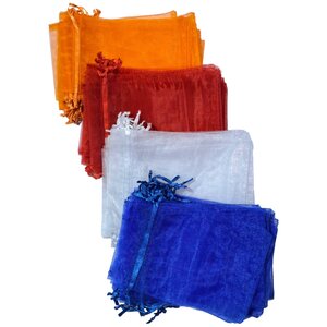 Organza Zakjes - 100 stuks - 10x15 cm - Holland Mix - Oranje, Rood, Wit & Blauw - Luxe Cadeauzakjes met Trekkoord